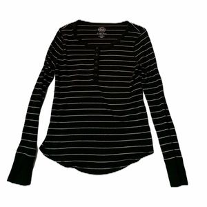 SO perfect thermal striped long sleeve shirt